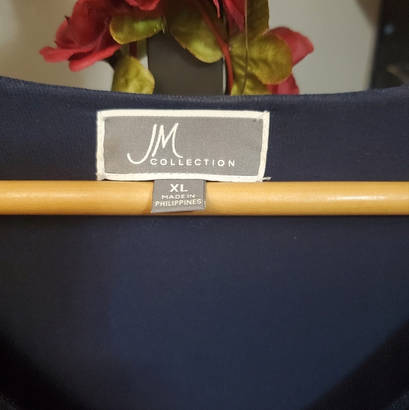 Gorgeous colors and metallic beaded neckline accent JM Collection tunic size XL - Picture 6 of 6